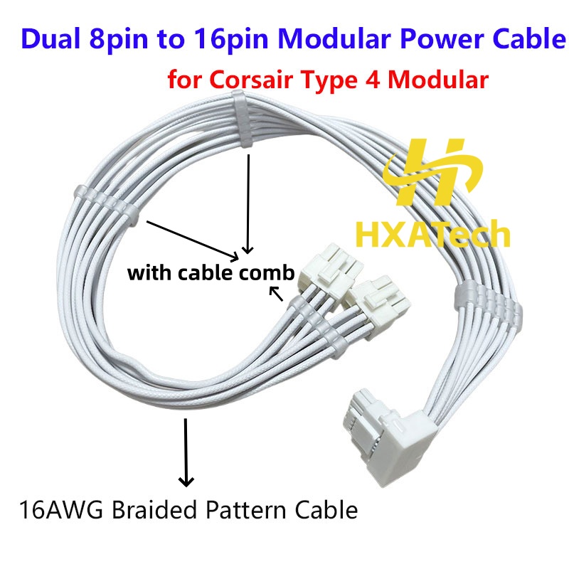 Dual 8Pin To 16Pin 12Vhpwr Cable - كابل طاقة عالي الجودة 16AWG بنمط