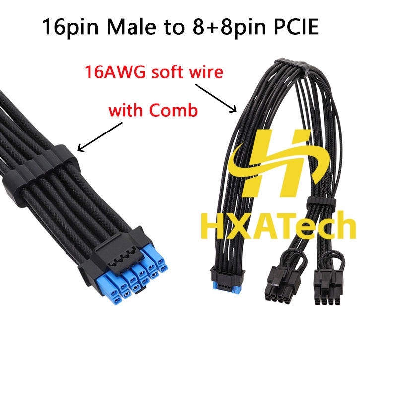 Dual 8Pin To 16Pin 12Vhpwr Cable - كابل طاقة HXATech-Colorful 12VHPWR إلى ثنائي