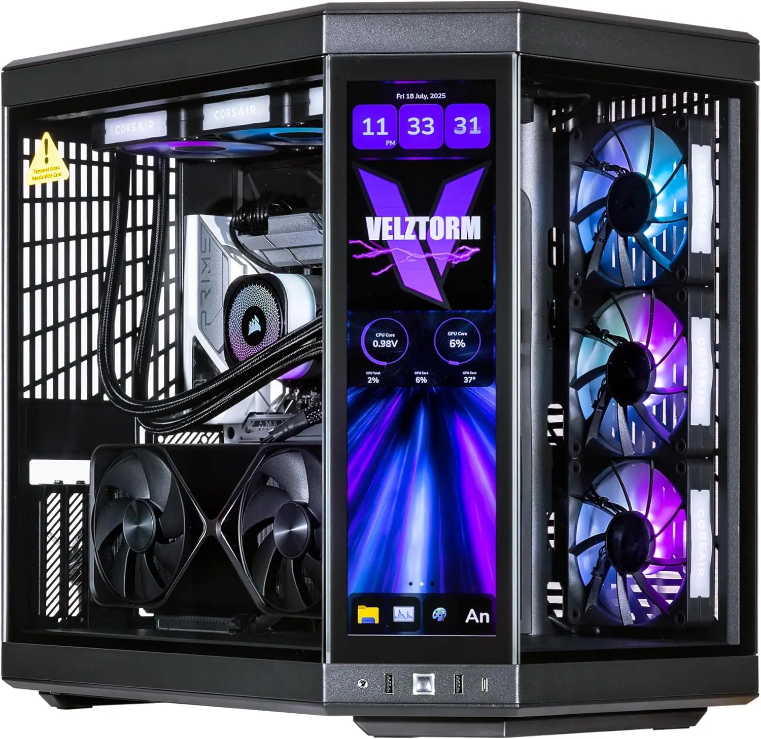 Rtx 5090 32Gb - كمبيوتر مكتبي للألعاب Velztorm LCD أسود