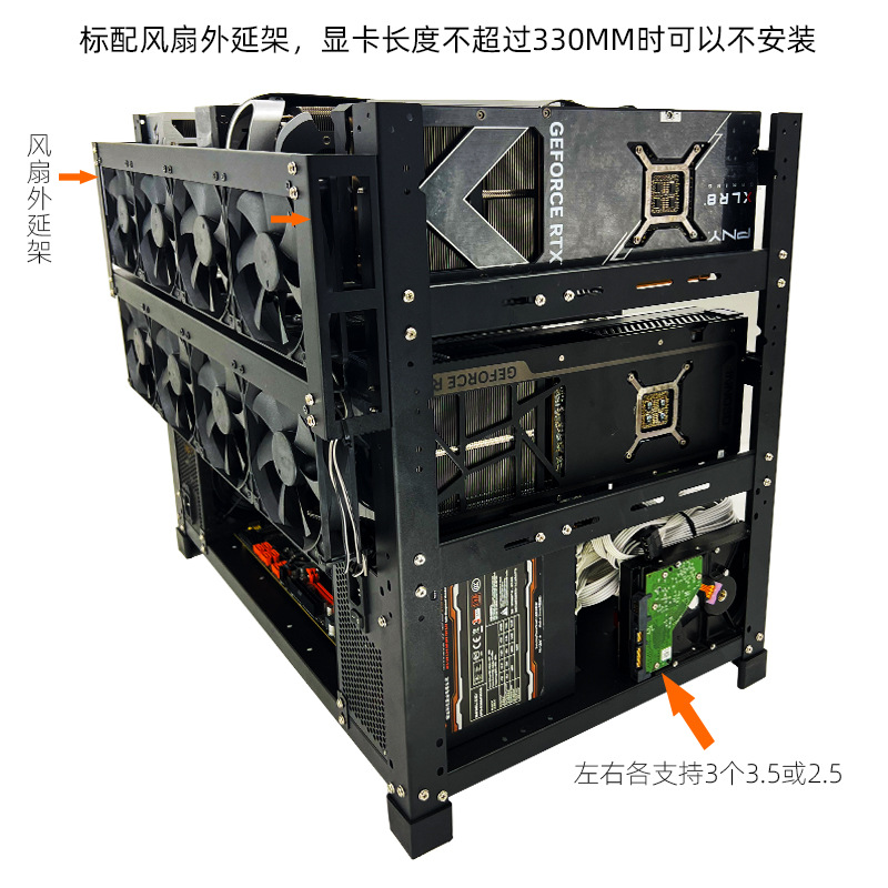 رف GPU قابل للتكديس مفتوح الهو - مراجعة Gpu Mining Rig Frame 8 Gpu وسعره
