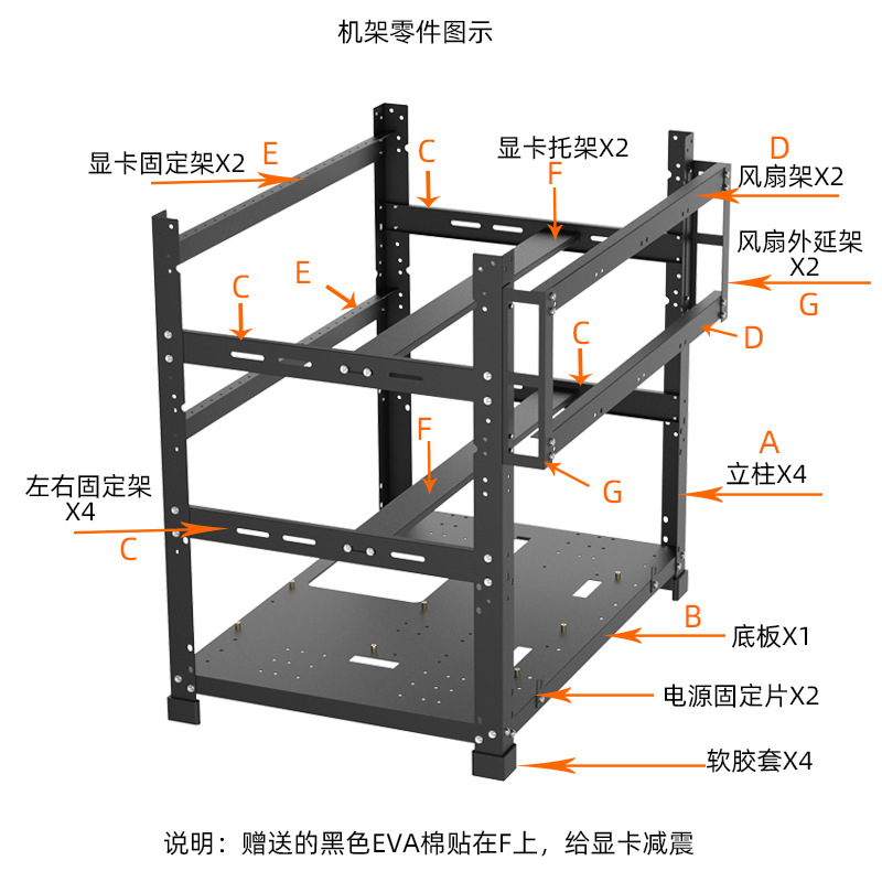 رف GPU قابل للتكديس مفتوح الهو - مراجعة Gpu Mining Rig Frame 8 Gpu وسعره